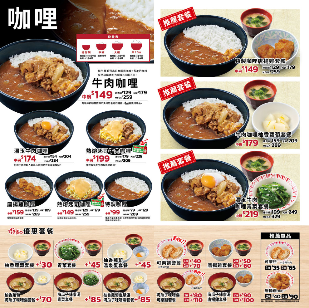 Sukiya菜單
