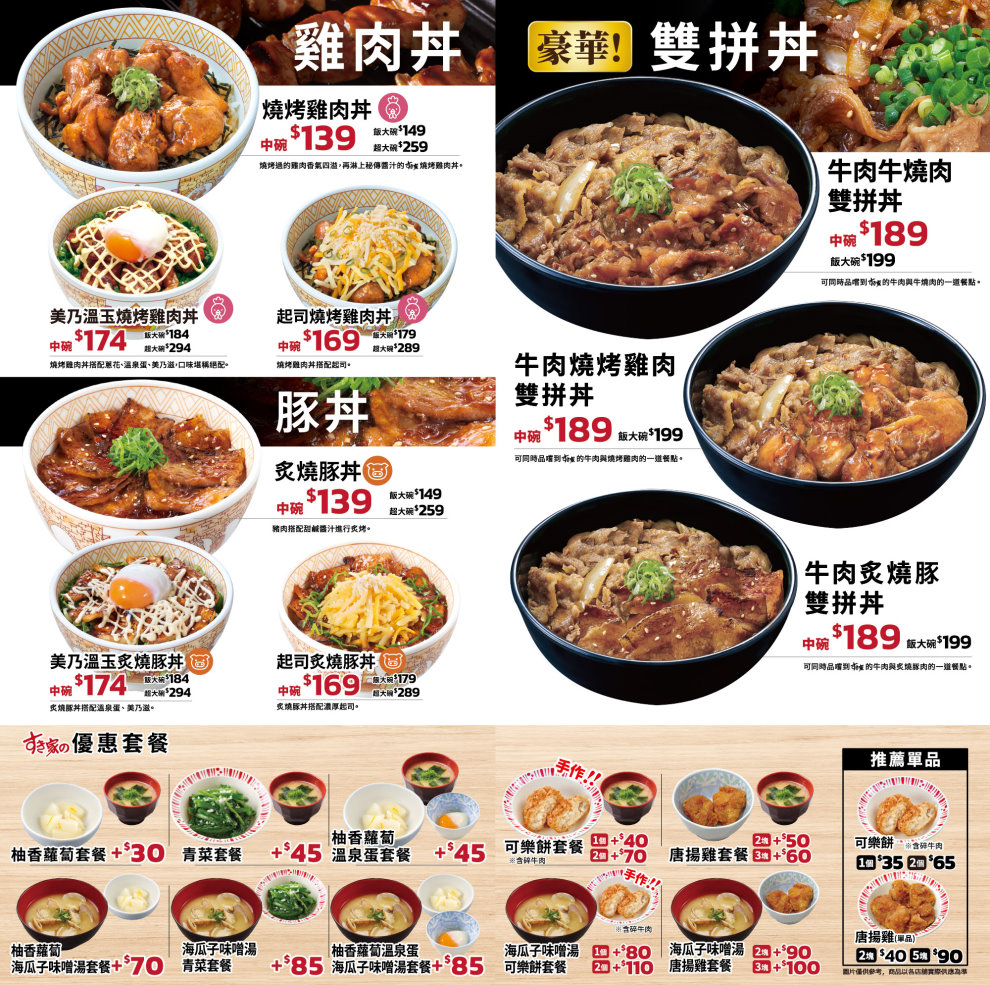Sukiya菜單