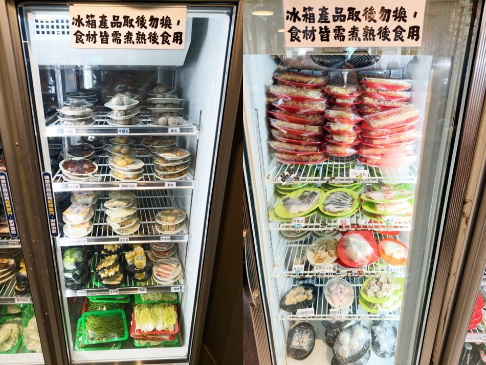 冷藏櫃內保存完好的手工丸餃與現切海鮮