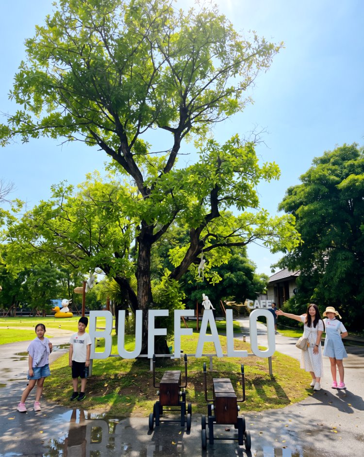 The Buffalo Amphawa水牛咖啡門口造景地標合照