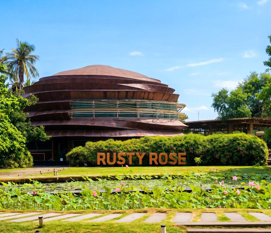 The Buffalo Amphawa RUSTY ROSE紅銅建築與荷花池