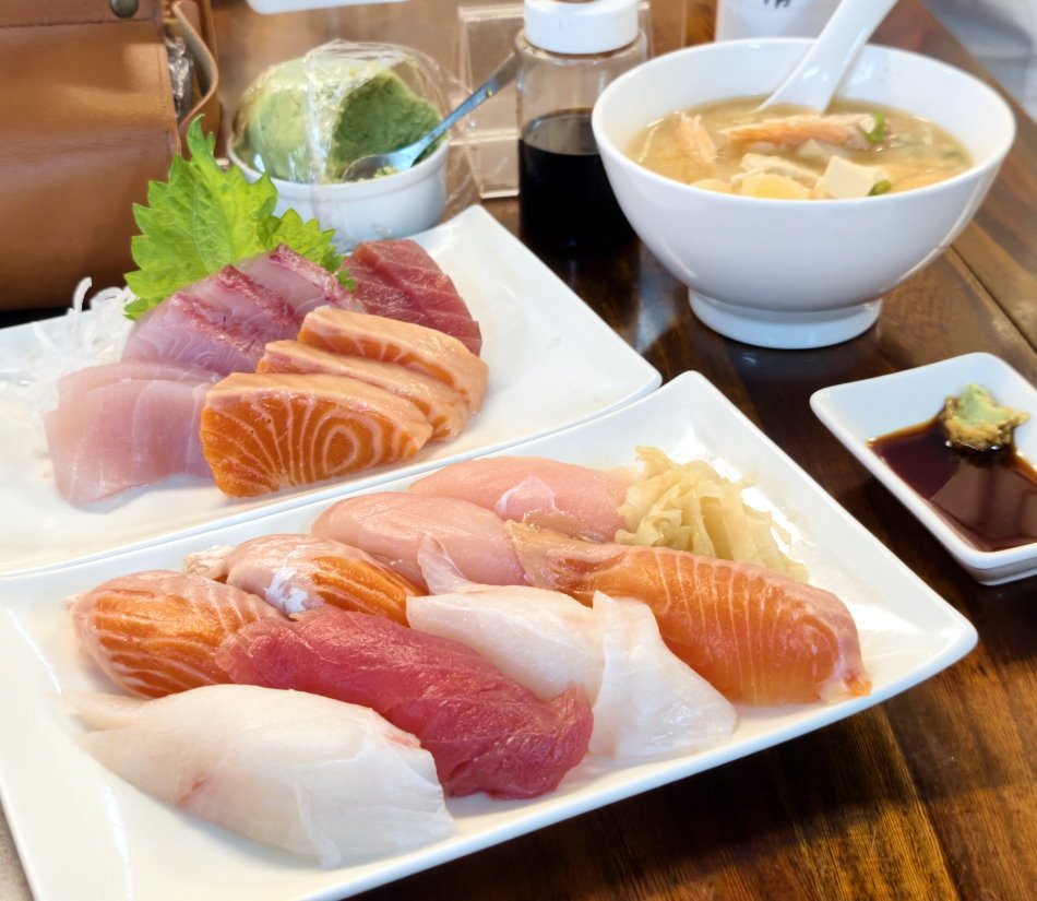 厚切生魚片與生魚握壽司油脂光澤飽滿